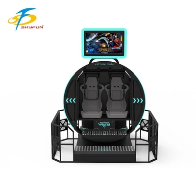 SKYFUN 360° Full-Rotation VR Motion Simulator Ride. Una silla de realidad virtual inmersiva con plataforma dinámica, contenido de juegos AR/VR, auriculares 4K, seguimiento de movimiento, retroalimentación háptica y soporte multijugador.