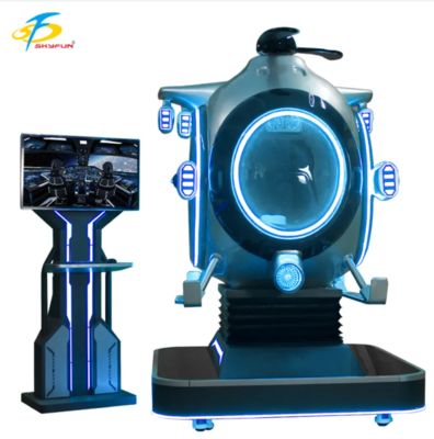 Máquina de paseo en helicóptero simulador de vuelo VR 9D personalizable | Fun Fighter de SKYFUN – 1 jugador, más de 55 juegos, joystick Thrustmaster, auriculares DPVR, uso en centros comerciales y arcades