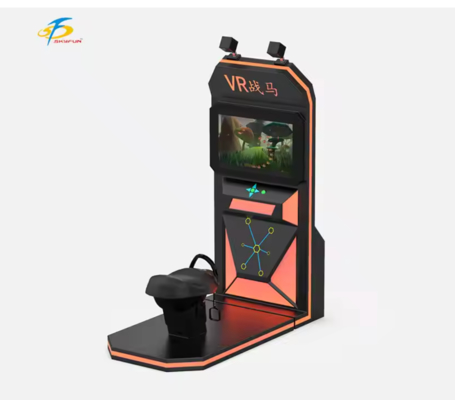 Simulador de caballo de montaje de realidad virtual asiento de movimiento realista, auricular de realidad virtual inalámbrico HTC Vive, monitor de 32 pulgadas