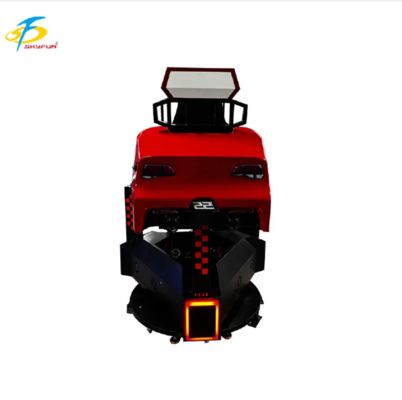 Máquina arcade de coches de carreras rojos de 3 pantallas   360 ° Rotación, retroalimentación de la fuerza, audio 3D, alta tasa de actualización, simulador de conducción VR inmersivo para FEC y arcades
