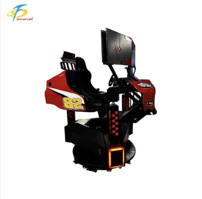 Máquina arcade de coches de carreras rojos de 3 pantallas   360 ° Rotación, retroalimentación de la fuerza, audio 3D, alta tasa de actualización, simulador de conducción VR inmersivo para FEC y arcades