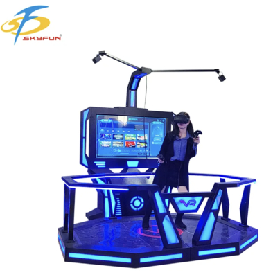 Plataforma de juego VR HTC Vive 9D de pie de etapa intermedia – Simulador VR interactivo a escala de habitación con más de 100 juegos, auriculares VR de alta resolución, pago con monedas o tarjetas para arcades