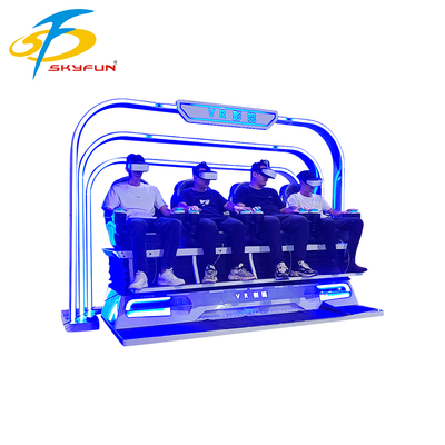 9D VR 4 asientos silla de cine Simulador VR multi-persona con más de 100 películas, 15 juegos interactivos, gafas Deepoon VR