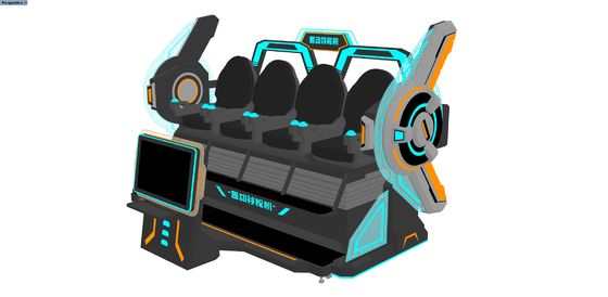 FUN Cinema 4 Sits VR Cinema Simulator. Multijugador 9D VR Motion Ride con pantalla frontal grande, diseño de empalme, gafas DPVR y efectos especiales dinámicos