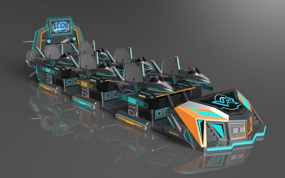 Fun Fly Battleship 6 asientos Cine VR. ∙ Estructura de acción individual, asientos expandibles, gran pantalla trasera, 55 juegos, gafas DPVR E3-S y monitor de 32 pulgadas