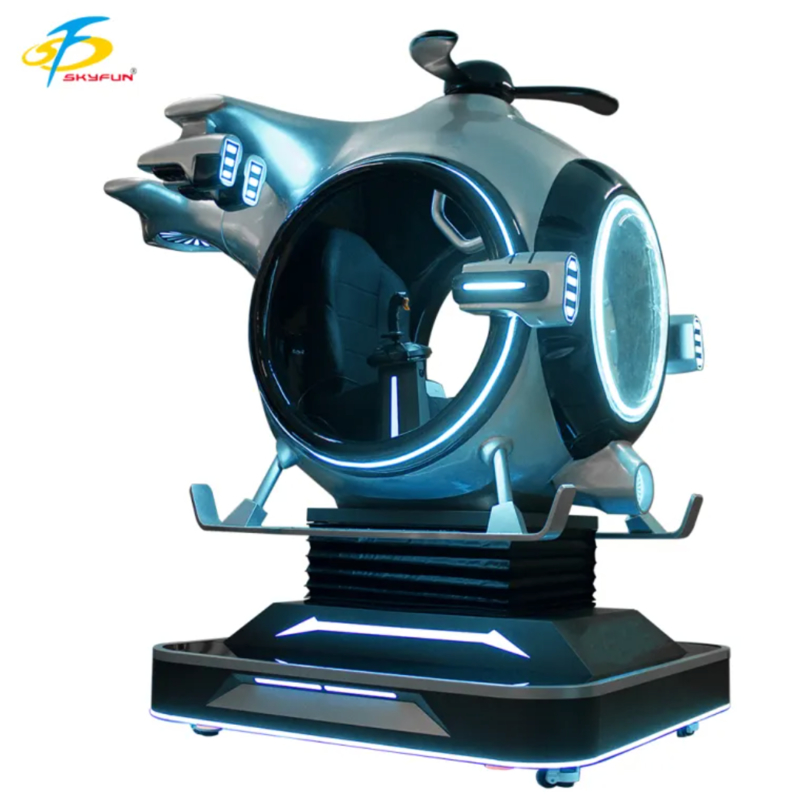 Máquina de paseo en helicóptero simulador de vuelo VR 9D personalizable | Fun Fighter de SKYFUN – 1 jugador, más de 55 juegos, joystick Thrustmaster, auriculares DPVR, uso en centros comerciales y arcades