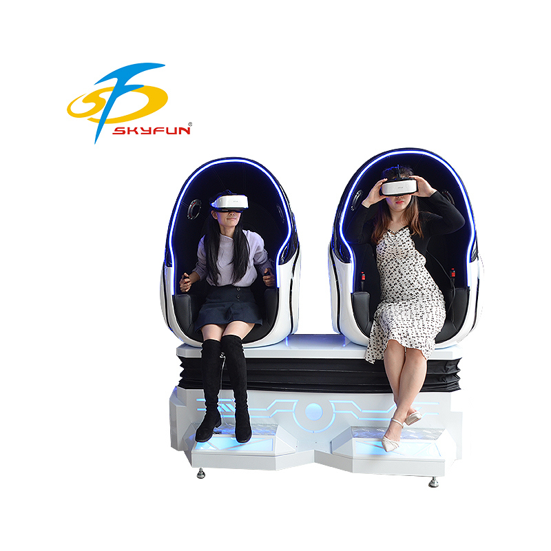 9D VR Egg Cinema Dobles asientos ️ Immersive VR Motion Chair con más de 100 películas y 15 juegos, asientos dinámicos, efectos de aire y vibración para arcadas
