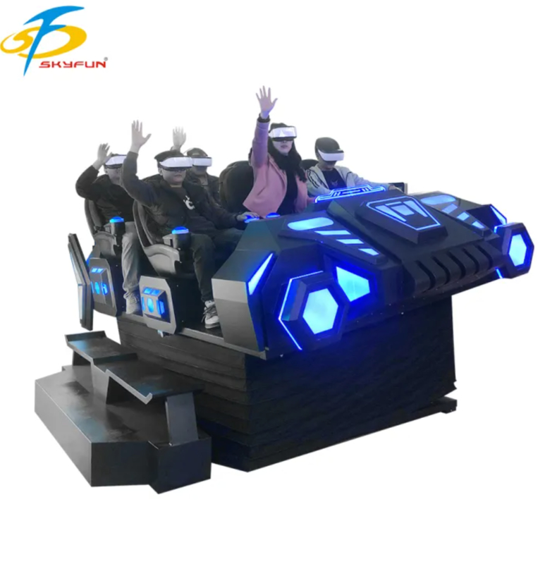 9D VR 6 asientos silla de cine Simulador VR multi-persona con más de 100 películas, 15 juegos interactivos, gafas Deepoon VR