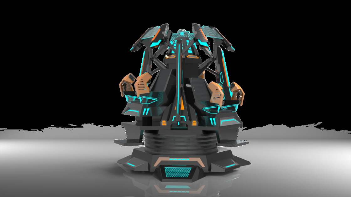 Fun Star Tower 3 Sits VR Cinema Simulator. Exclusivo diseño de movimiento 9-DOF, pantalla de 360 °, efectos especiales múltiples, gafas DPVR y paseo inmersivo para 3 jugadores.