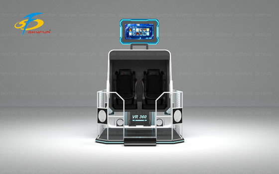 Simulador VR 360 Doble Jugador con Asientos Giratorios y Oscilantes de 360°, Iluminación de Color Controlada Remotamente, Gafas VR Deepoon, Monitor de 42 Pulgadas, 40 Películas VR Incluyendo Temas de Montaña Rusa y Dinosaurios