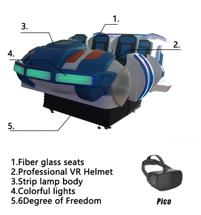 Máquina multi de la realidad virtual del vr de los asientos 6seats 9d theater+6seats 9d del proveedor del oro